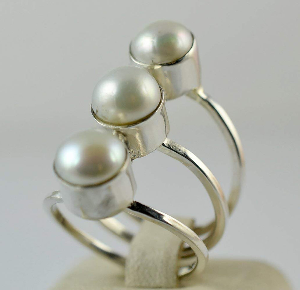 Freshwater Pearl 925 Solid Sterling Silver Handmade Ring Size 3-13 Us - By Navyacraft