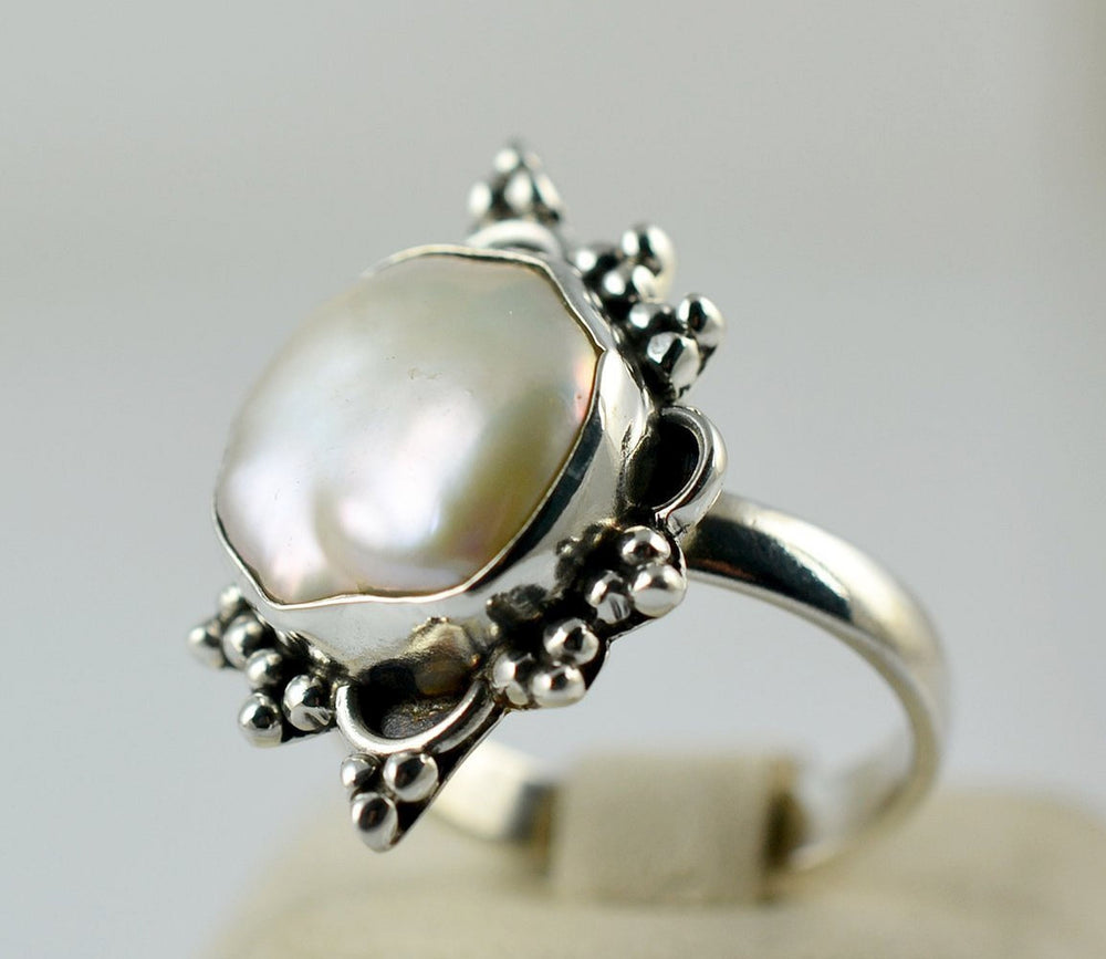 Freshwater Coin Pearl Ring 925 Sterling Solid Silver Size 4 To 13 Us - By Navyacraft