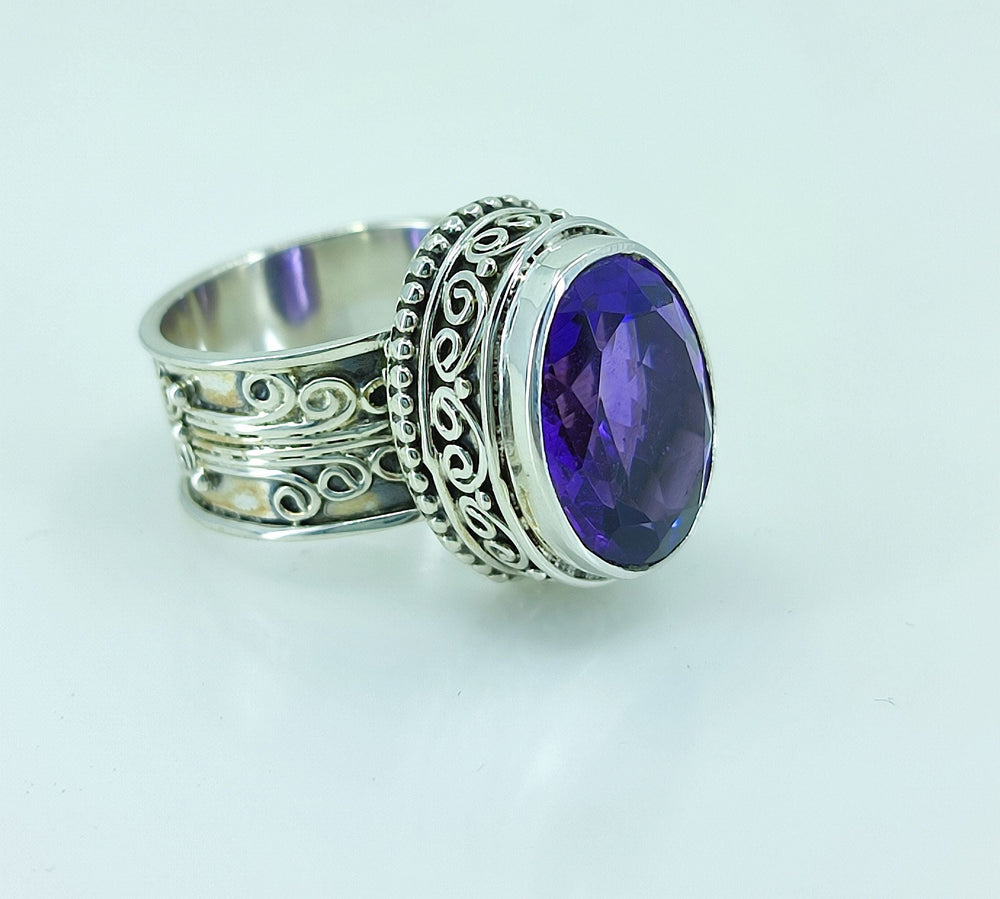 Amethyst Oval 925 Solid Sterling Silver Women Ring Size 4 To 13 Us - By Navyacraft
