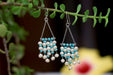 Symphony In Blue Chandelier Earrings Pearl Earrings - By Bona Dea