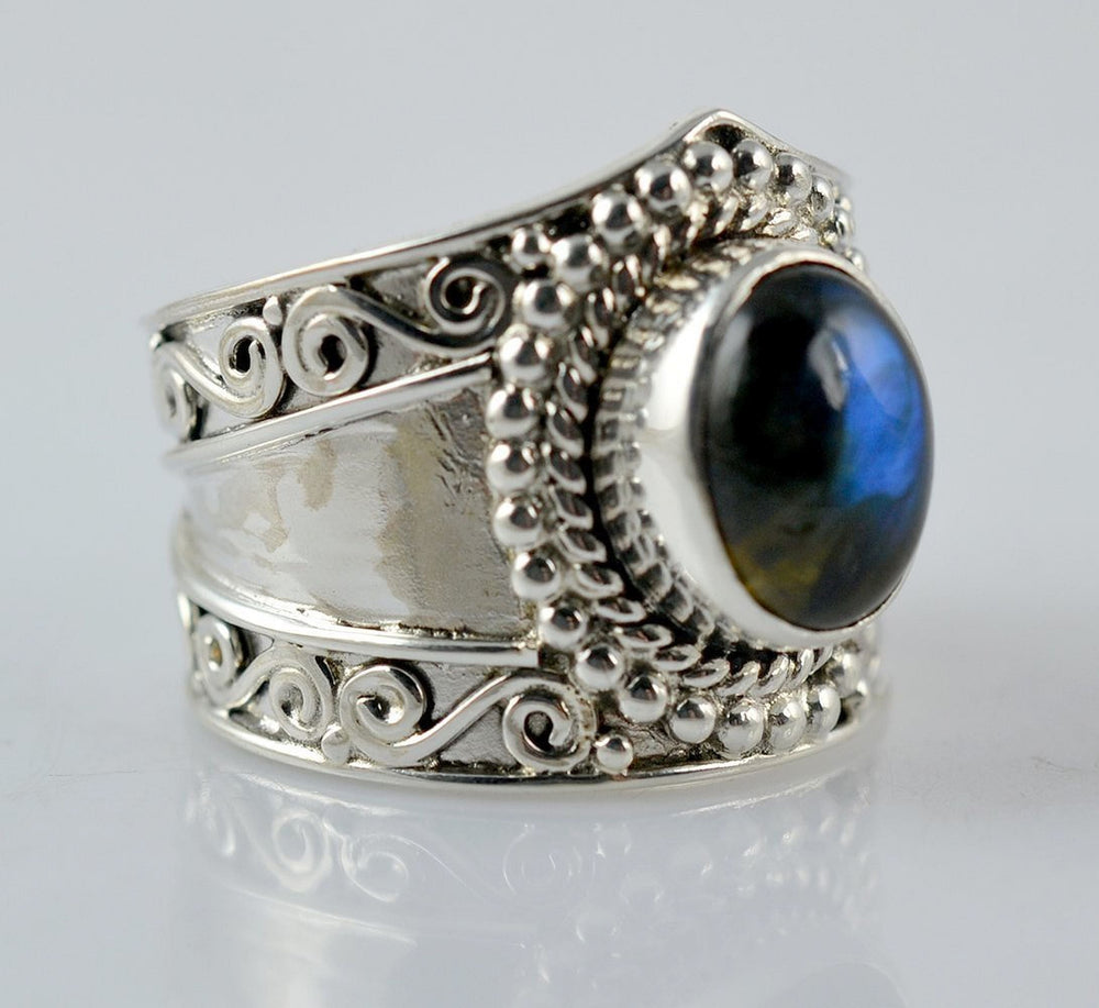 Labradorite Silver Ring Blue Fire 925 Sterling Handmade Jewelry - By Navyacraft