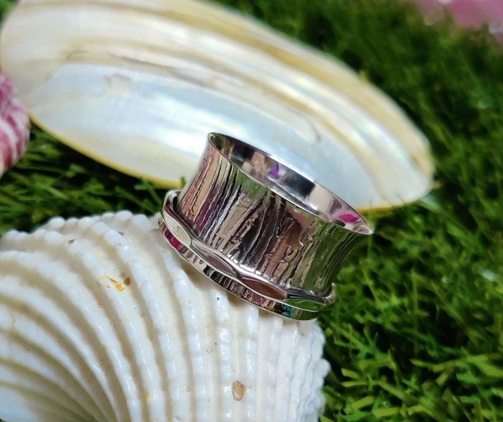 rings Meditation Ring 925 Sterling Silver Spinner Band Anxiety Fidget ring Jewelry - by InishaCreation