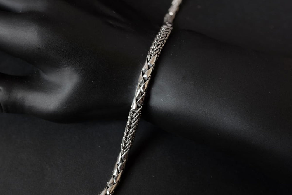 Bracelets Men’s Bali Silver Jewelry Combination Dragon and Wheat Motif - by Aurolius