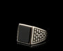 Mens Black Onyx Ring Jewelry Silver Square Minimalist Signet Classic Gemstone - by Inishacreation