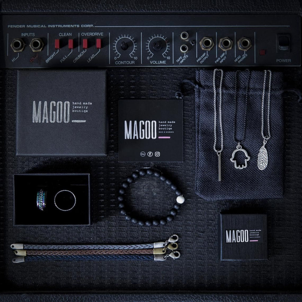 Men’s Bracelet - Faux Leather - Hamsa - Jewelry - Gift - Boyfriend - Husband - Male - By Magoo Maggie Moas