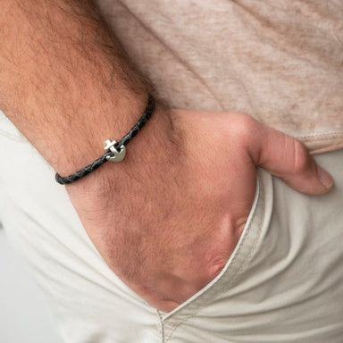Men’s Bracelet - Leather - Anchor - Jewelry - Gift - Boyfriend - Husband - For Dad - By Magoo Maggie Moas