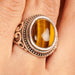 Rings Mens Handmade Ring Turkish Silver Men Ottoman Tiger Eye Gift for Him 925k Sterling - by InishaCreation