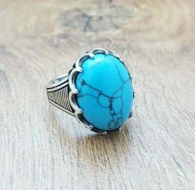Buy Turquoise Ring Mens Feroza Ring Super Big Deep Blue Turquoise Stone  Heavy Silver Ring Real Gemstone Rings Handmade Bague Men's Jewellery Online  in India - Etsy