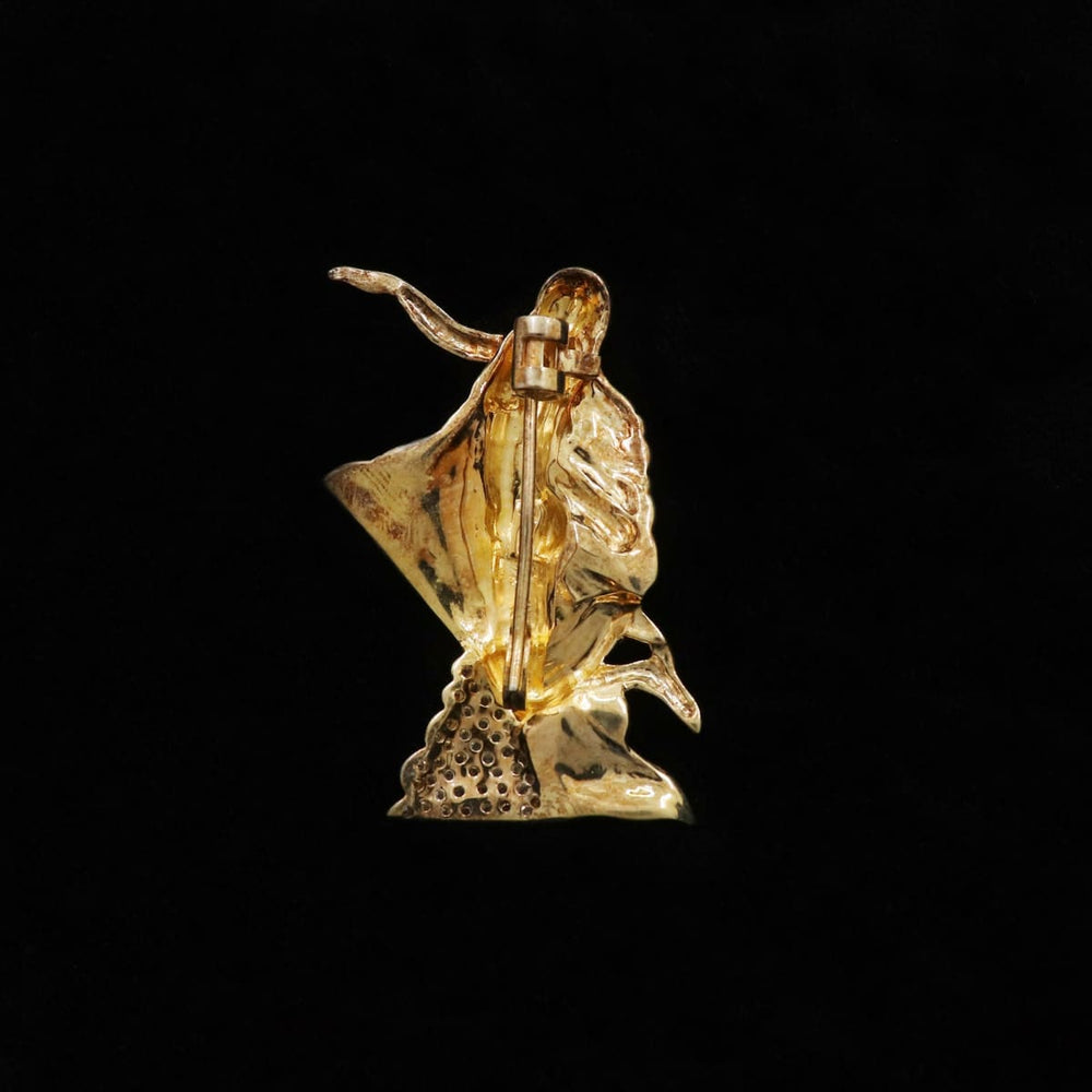 Mermaid - Gold Plated 925 Sterling Silver Saree Pin Brooch Wedding Jewellery Festive Wear Indian Jewelry - By Vidita Jewels