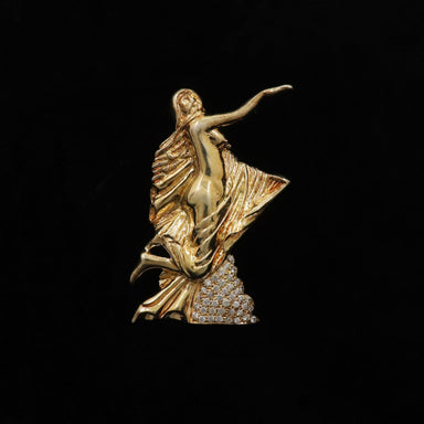 Mermaid - Gold Plated 925 Sterling Silver Saree Pin Brooch Wedding Jewellery Festive Wear Indian Jewelry - By Vidita Jewels