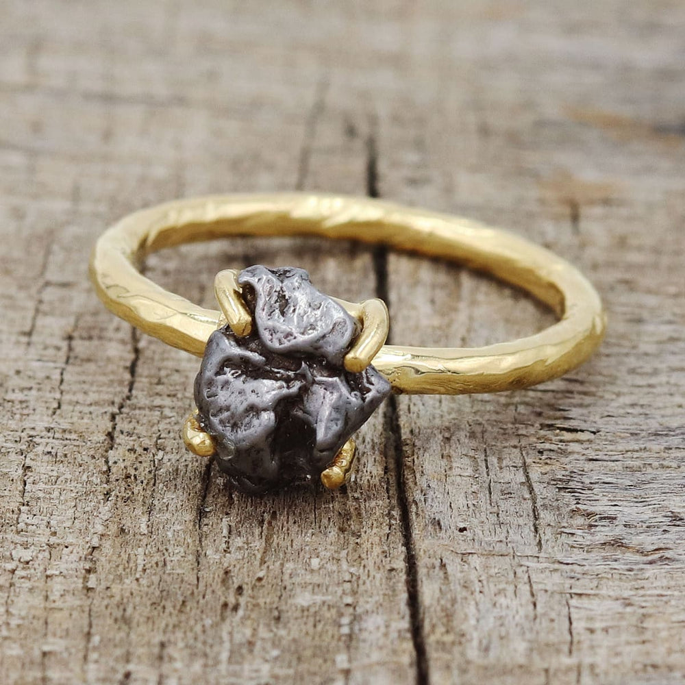 Meteorite Rings Sterling Silver Ring Handmade Women’s Solitaire Gold For Women Gifts Mother’s Day Gift, - By Rajtarang