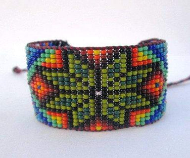 Bracelets Mexican Huichol Inspired Beaded Star Bracelet Cuff For Men or Women