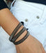 Milano Iridescent Wrap Bracelet With Black Leather - By Warm Heart Worldwide
