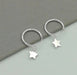 Minimalist Hoops - Silver Star Charm - Celestial Earrings - 12mm - Small Hoop - Cartilage - E340 - By Neverendingsilver