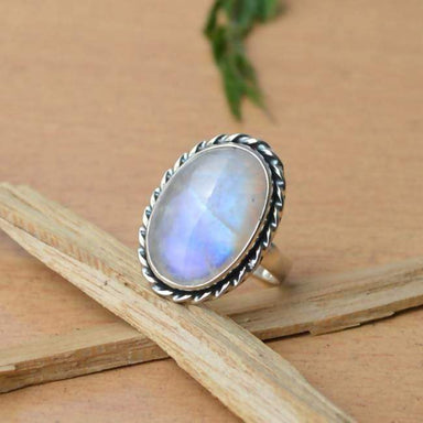 Rings Misty Rainbow Moonstone Gemstone Ring 925 Sterling Silver Designer Ring,Bezel Set June Birthstone Gift All Specified Sizes Avail