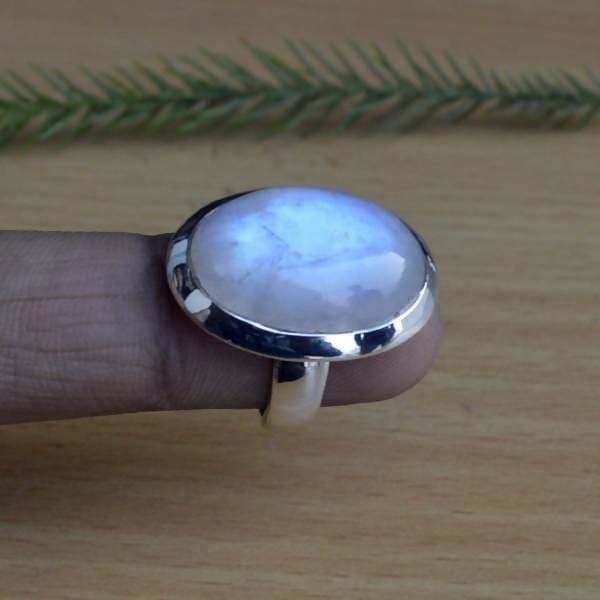 rings Misty Rainbow Moonstone Gemstone Ring 925 Sterling Silver Designer Bezel Set June Birthstone Gift Blue Stone Nickel Free Handmade 