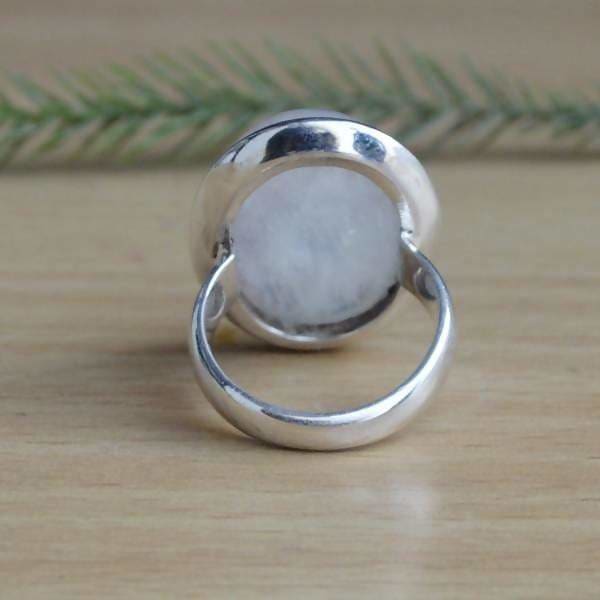 rings Misty Rainbow Moonstone Gemstone Ring 925 Sterling Silver Designer Bezel Set June Birthstone Gift Blue Stone Nickel Free Handmade 