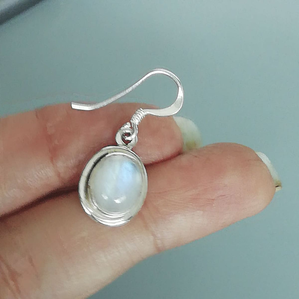 Moon stone earrings | Sterling silver white ear danglers | Stone dangler | E108 - by OneYellowButterfly
