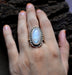 Moonstone Bohemian Ring Sterling Silver Boho Rings Birthday Gift for best Friend Handcrafted Rainbow - by Inishacreation