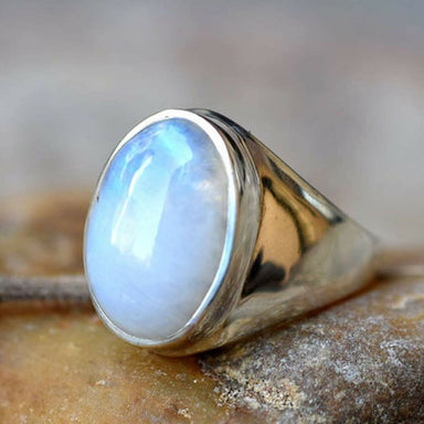 rings Moonstone Boho Silver One of Kind Rough 925 Sterling Ring Natural Rainbow Moonstone,Christmas Gift - by InishaCreation