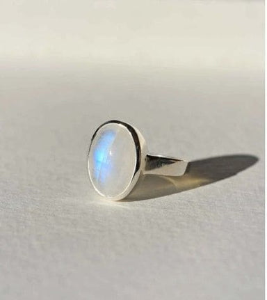 rings Moonstone Gemstone 925 Sterling Silver Ring Handmade Dainty Jewelry Gift for Her - by GIRIVAR CREATIONS