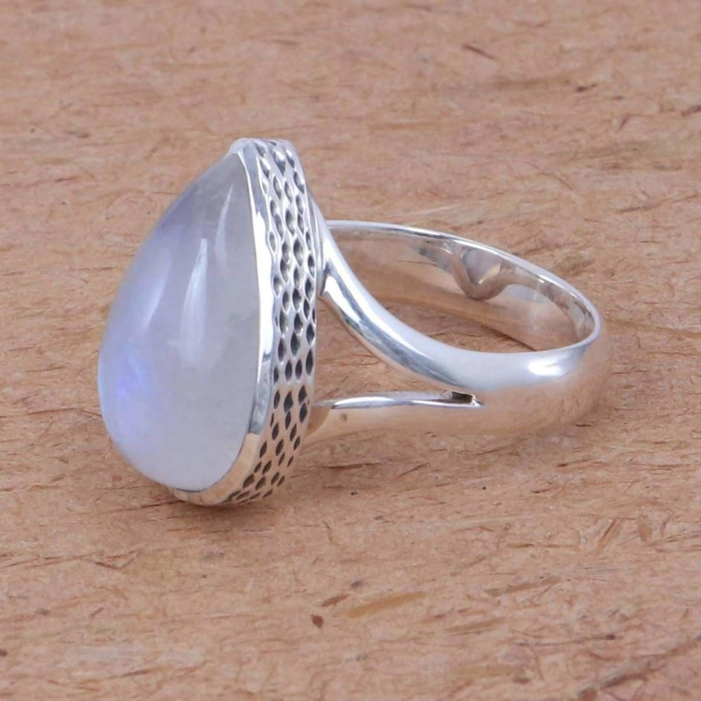 rings Moonstone Ring June Birthstone Jewelry in 925 Sterling Silver Blue Shine Rainbow Finger for Men and Women Nickel Free - by Rajtarang