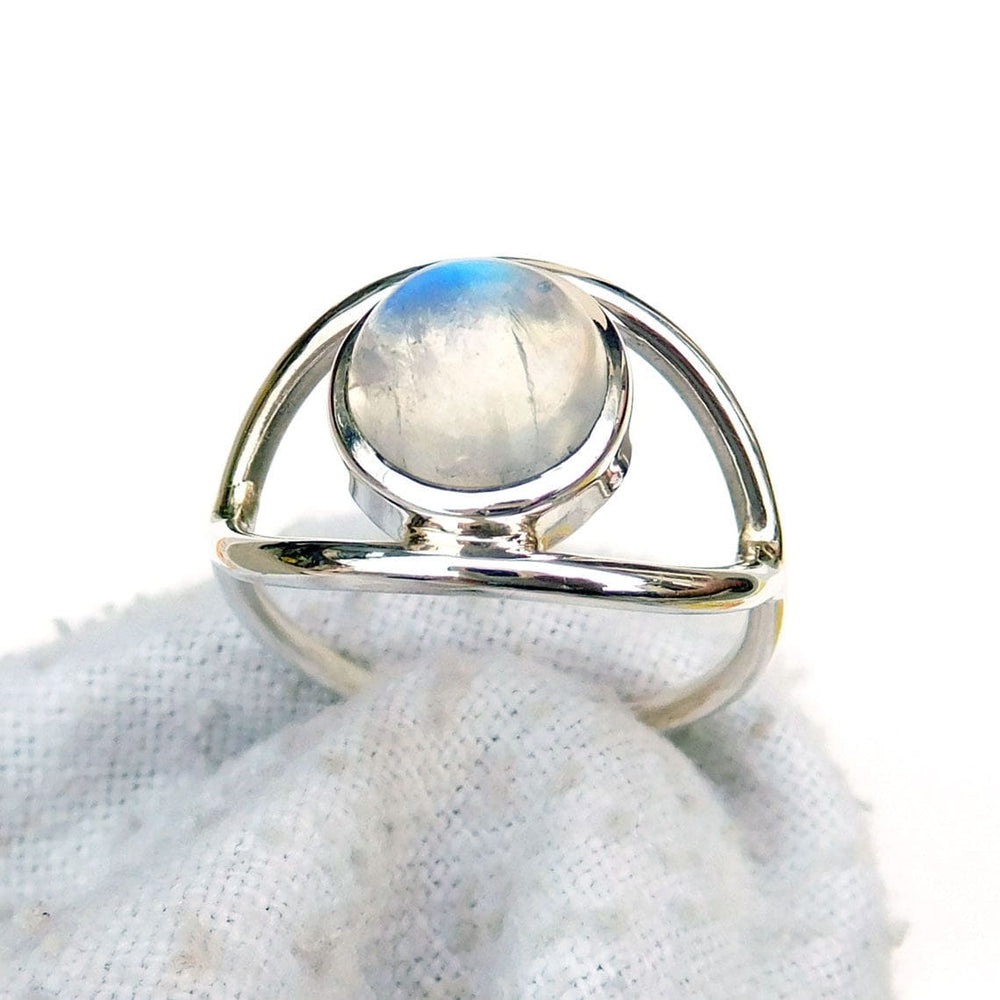 Moonstone Ring Natural Rainbow Moonstone 925 Sterling Silver Ring,nickel Free Handmade Jewelry - by Adorable Craft