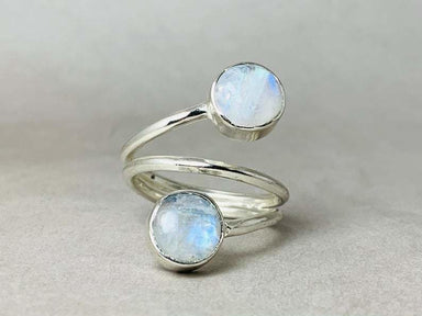 Moonstone Ring Sterling Silver June Birthstone Rainbow Boho Girlfriend Gift - by Heaven Jewelry