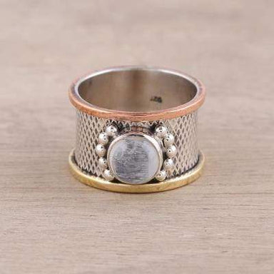 Moonstone Ring Spinner Anxiety Boho Fidget Worry 925 Silver Band Women Gift For Her - by InishaCreation
