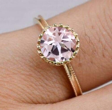 Morganite Ring 925 Sterling Silver for Women Love Gift her Handmade Bohemian Genuine Gemstone Pink Promise - by Jaipur Art Jewels