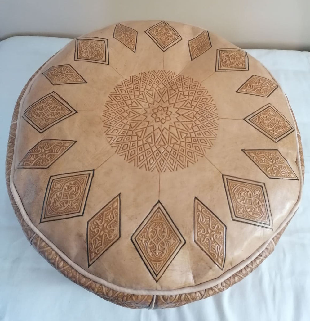Moroccan Pouf Genuine Handmade Leather Pouf Brown Ottoman - by Home