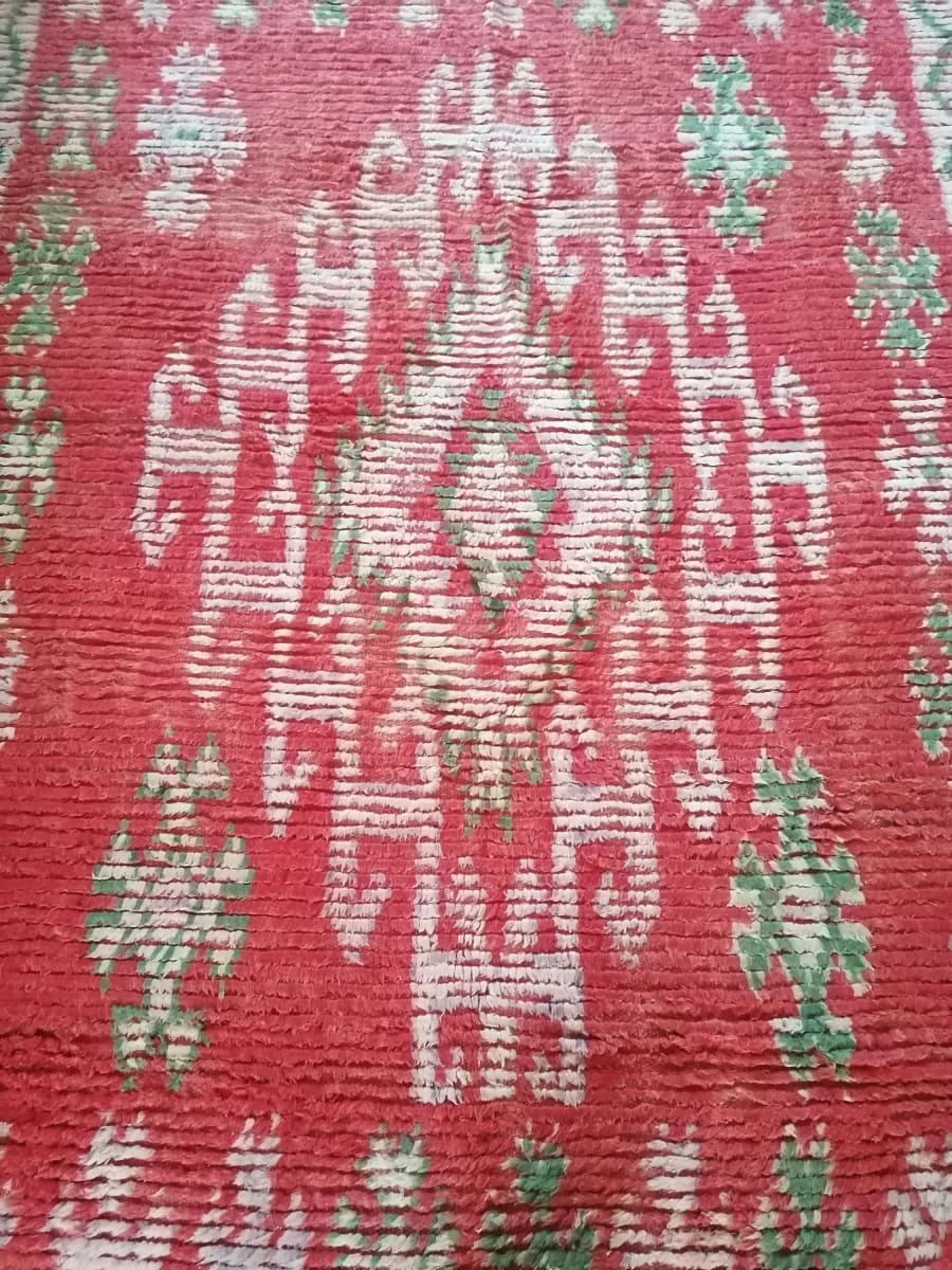 Moroccan rug Geometric Vintage Boucherouite Rug - by Home