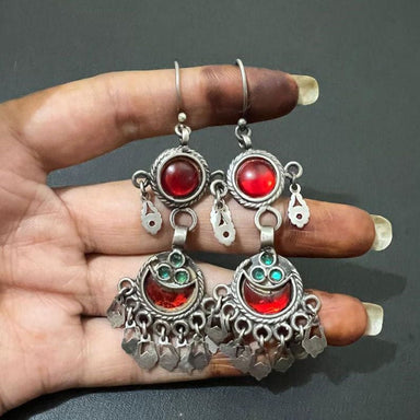 Multi Color Stone Earring\\with 925 Antique Silver Handmade Earring\\traditional Earring for Woman - by Vidita Jewels
