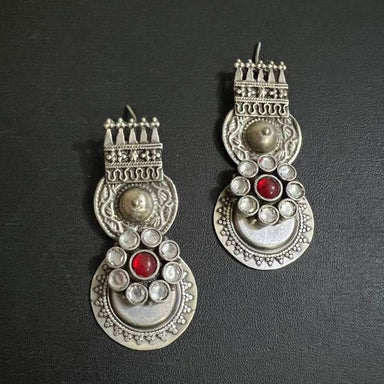 Multi Colour Stone Earring with 925 Antique Silver Handmade - by Vidita Jewels