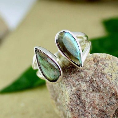 multi fire labradorite ring silver promise pear faceted handmade maya studio discovered