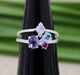 rings Multi Gemstone Two Stacking 925 Sterling Silver Ring Set,Blue Topaz,Rhodolite,Iolite Moonstone,Handmade Jewelry Anniversary 