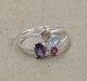 rings Multi Gemstone Two Stacking 925 Sterling Silver Ring Set,Blue Topaz,Rhodolite,Iolite Moonstone,Handmade Jewelry Anniversary 