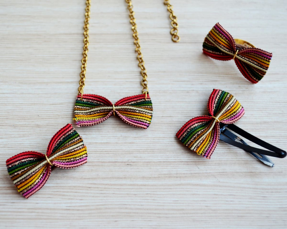 Multicolor Bow Accessory Set for Teen Girls Birthday Gift Jewelry Set for  Kids, Handmade By Pretty Ponytails