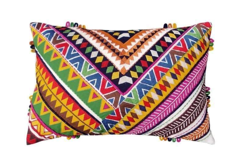 Multicolor Coloured Bohemian Pillow Cover in 100% Cotton - Pillows & Cushions