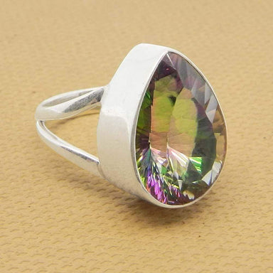 Rings Mystic Topaz 925 Sterling Silver Designer Bezel Set Gemstone Ring Jewelry