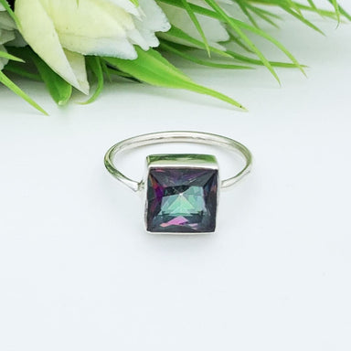 Mystic Topaz Gemstone Studded in 925 Sterling Silver Handmade Jewelry Ring Gift for Women All Size - by Jewelrybyshreya