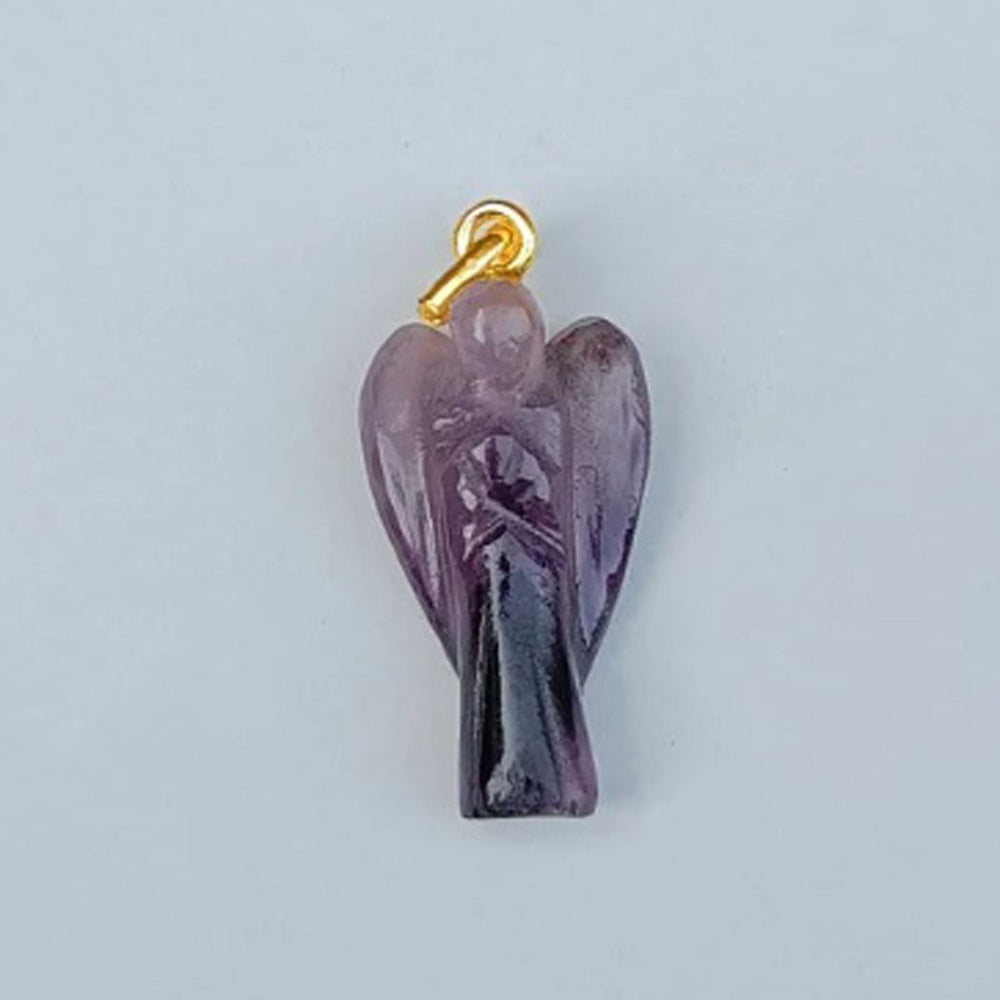Natural Amethyst February Birthstone Angle Wing Pendant - By Krti Handicrafts
