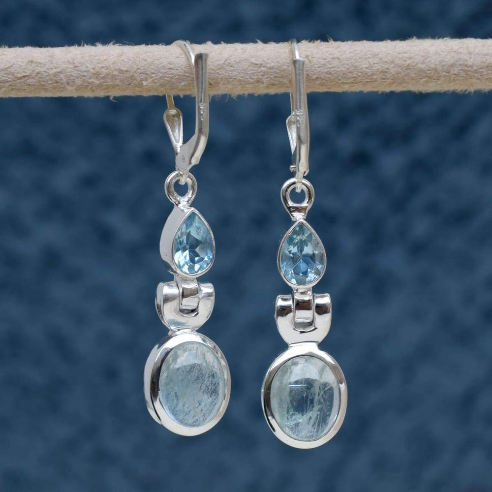 Natural Aquamarine & women gift Handmade Earring Jewelry - by Arte De Joyas