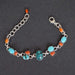 Bracelets Natural Arizona Turquoise Coral Sponge And Tibetan 925 Solid Silver Bracelet