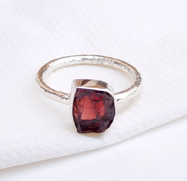 rings Natural Birth Stone Garnet Ring 925 Sterling Silver Raw - by Adorable Craft