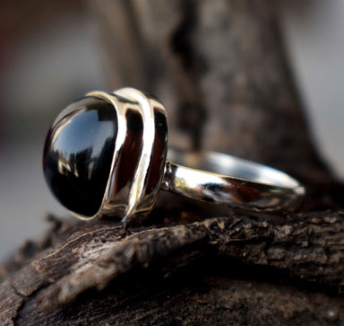 rings Natural Black Onyx Cushion Gemstone Solid 925 Sterling Silver Ring,Handmade Minimalist Jewelry For Her - by jaipur art jewels