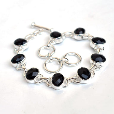 Natural Black Onyx Gemstone Bracelet 925 Sterling Silver Onyx Jewelry Handmade - By Arte De Joyas