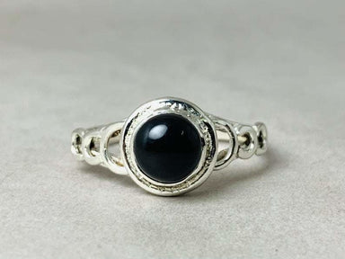 Natural Black Onyx Ring 925 Sterling Silver December Birthstone Promise Minimalist Boho - by Heaven Jewelry