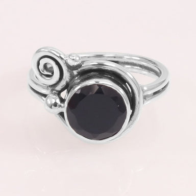 rings Natural Black Onyx Ring 925 Sterling Silver Stacking Solitaire - 5 by Rajtarang