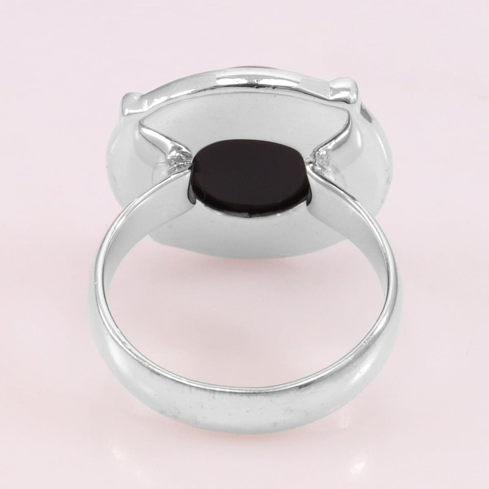 rings Natural Black Onyx Ring 925 Sterling Silver Stacking Solitaire - by Rajtarang